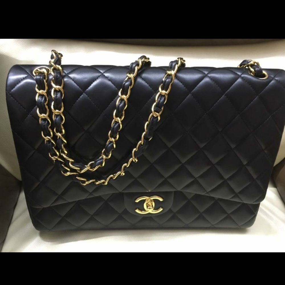 Chanel quilted maxi lamb skin flapped bag